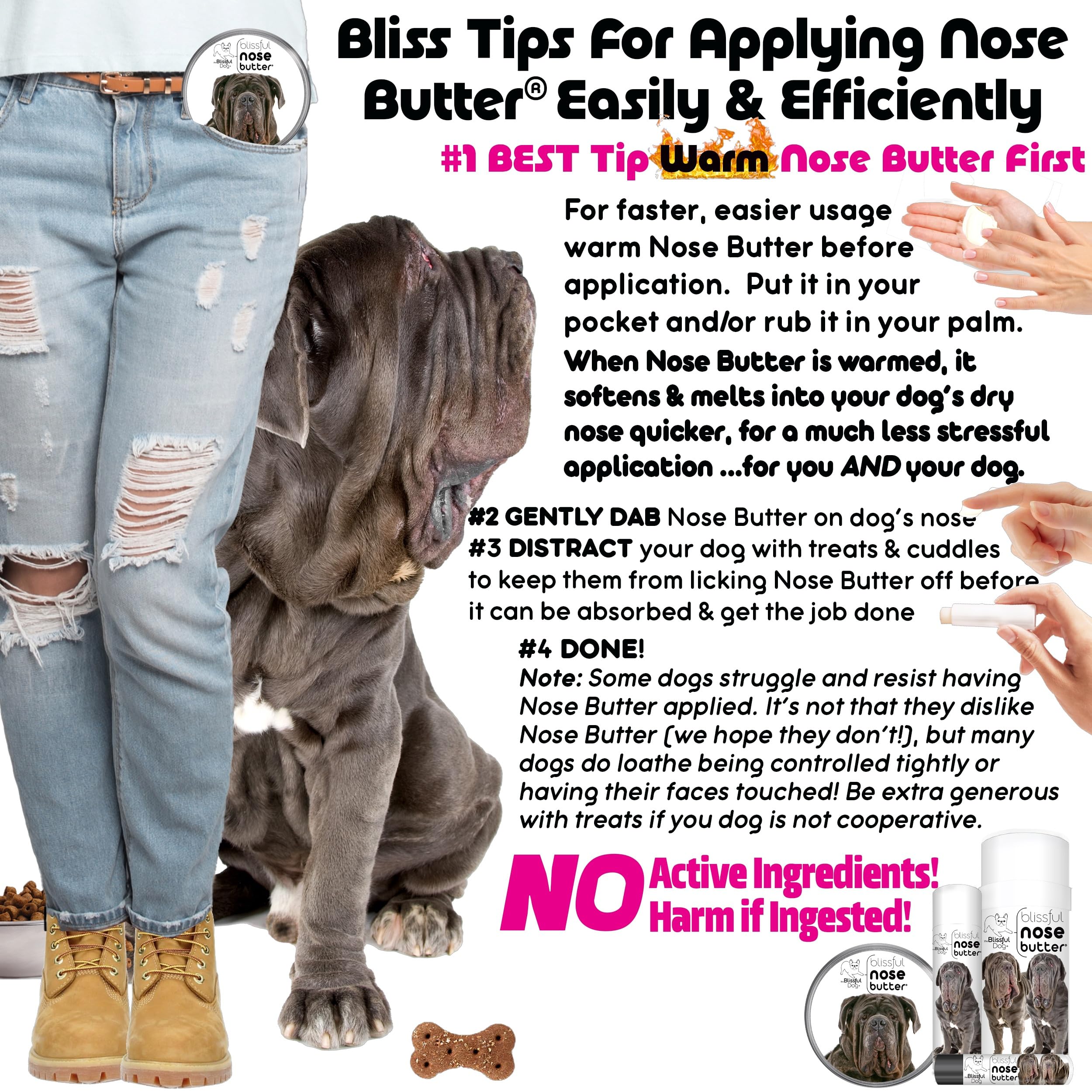 The Blissful Dog Neapolitan Mastiff Unscented Nose Butter - Dog Nose Butter, 4 Ounce